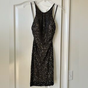 Scala Black Sequenced Short Gown